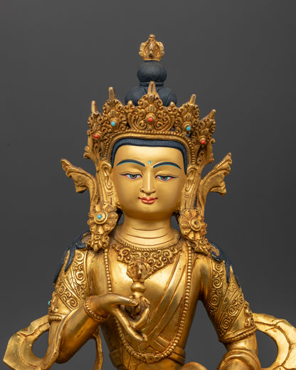 vajrasattva statue regular close up handcrafted gold gilded buddhist art