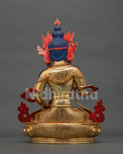 Vajrasattva statue seated on lotus pedestal for Buddhist altar.