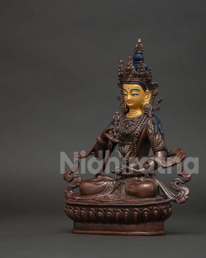 Vajrasattva Statue Side View Vajraparyanka Posture Silk Garments Buddhist Deity.