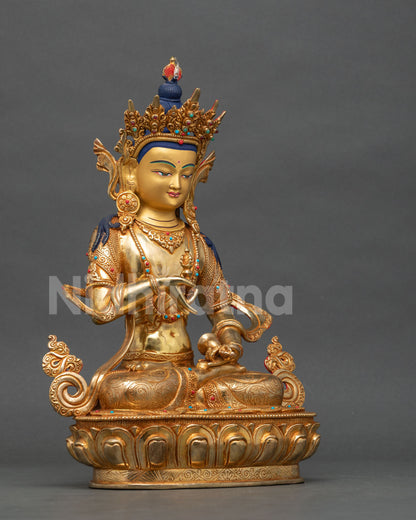 Vajrasattva statue vajra and bell hand carved lotus pedestal.