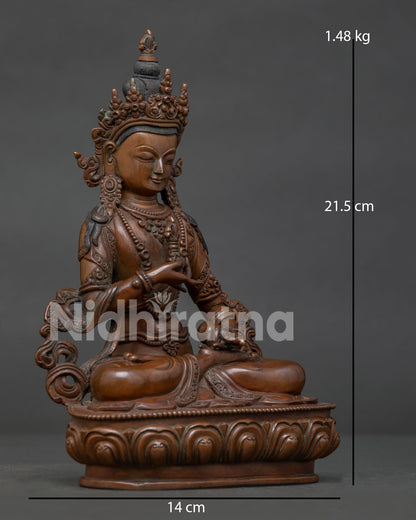Vajrasattva Statue with Five Jeweled Crown and Silk Garments.