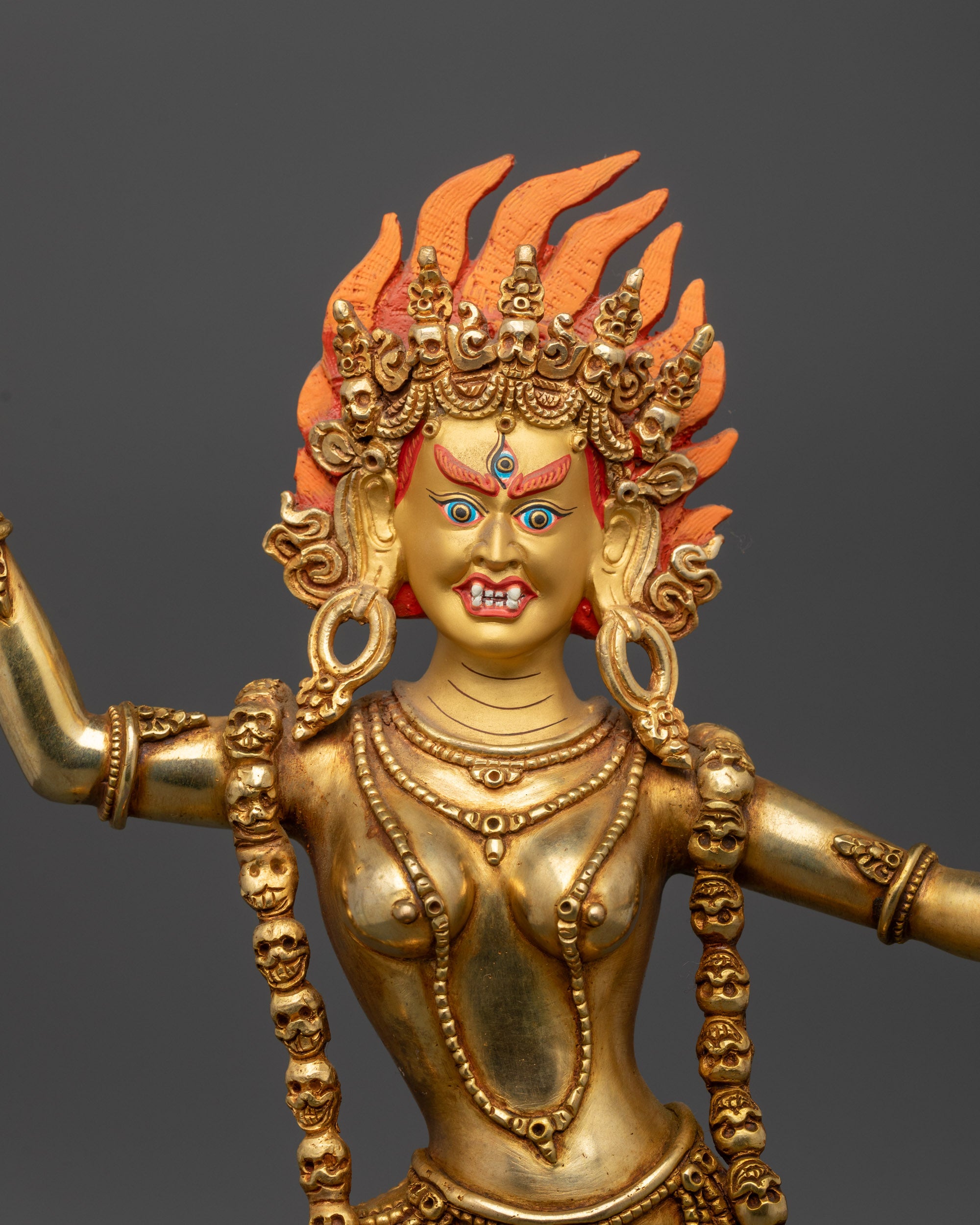vajravarahi dorje phagmo close up showing skull garland kartika and kapala details
