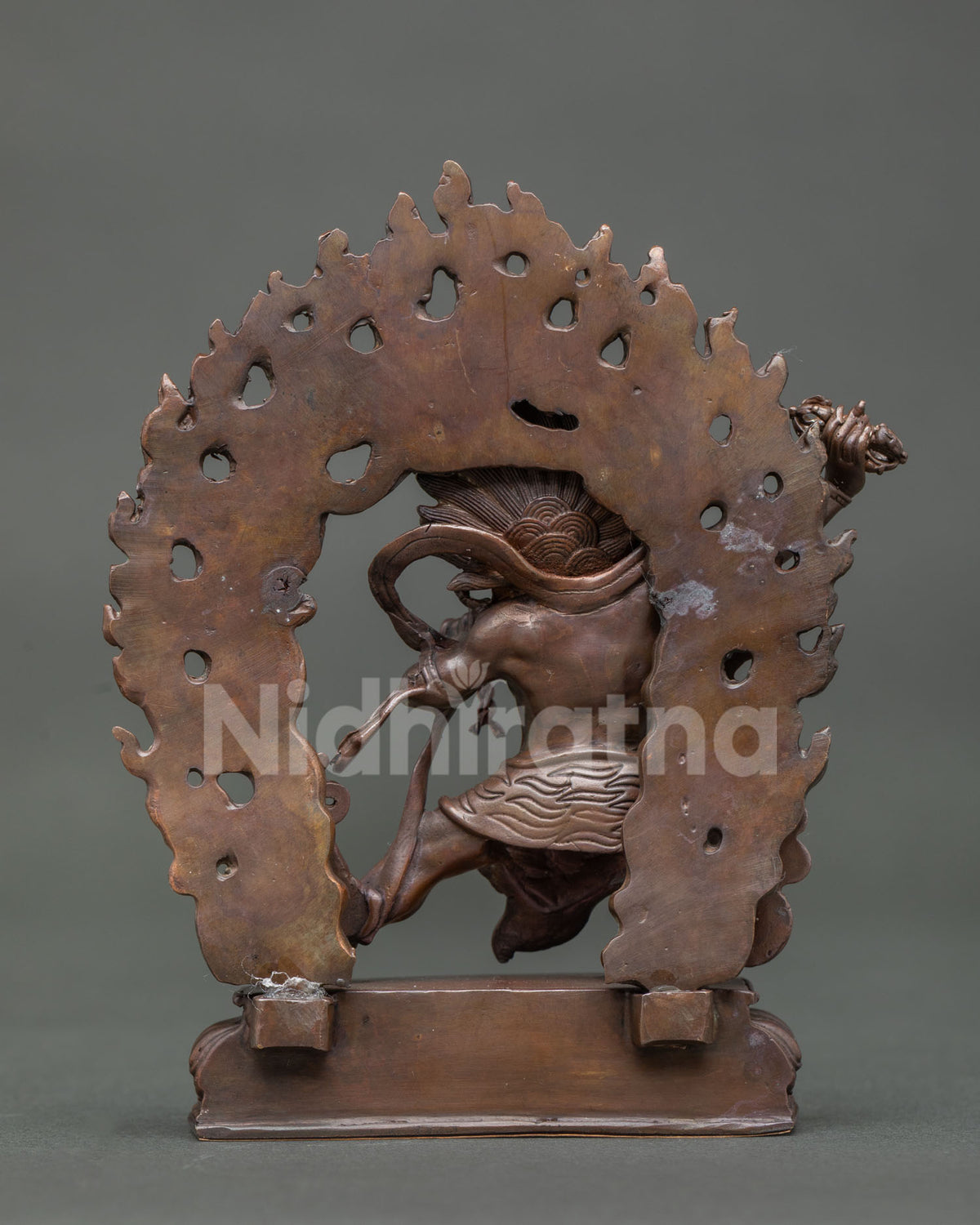 Vajrayana Buddhist Protector Vajrapani Sculpture on intricately carved lotus pedestal
