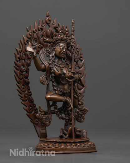 Vajrayana Dorje Phagmo Statue in Dancing Posture with Fierce Wisdom Symbolism