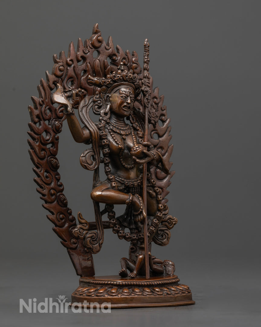 Vajrayana Dorje Phagmo Statue in Dancing Posture with Fierce Wisdom Symbolism