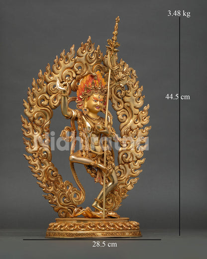 Vajrayana Dorje Phagmo statue with flaming halo kartika kapala and khatvanga staff
