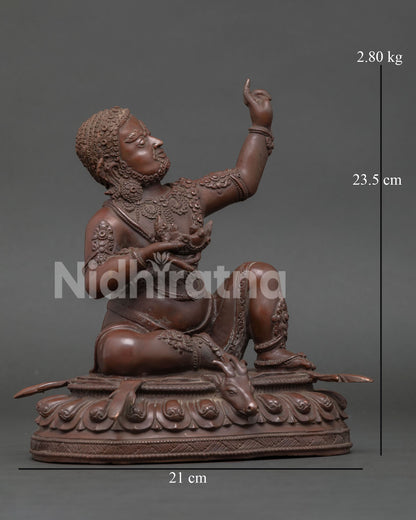 Vajrayana Virupa sculpture with raised hand gesture and traditional Kathmandu Valley craftsmanship