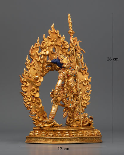 Vajrayogini Buddhist goddess wearing a five-skull crown and skull garland while holding a kartika knife and skull cup