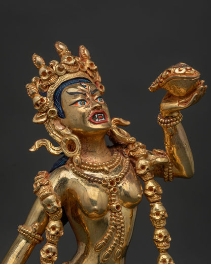 Vajrayogini Statue Five Skull Crown Skull Garland Detailed Close Up.