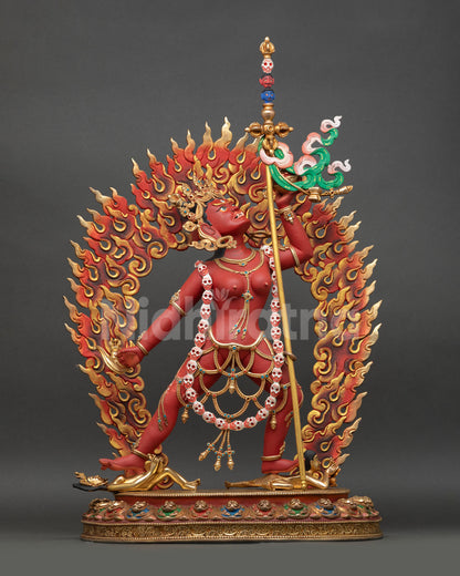 vajrayogini statue front view life size copper 59.5cm gold gilded lotus pedestal
