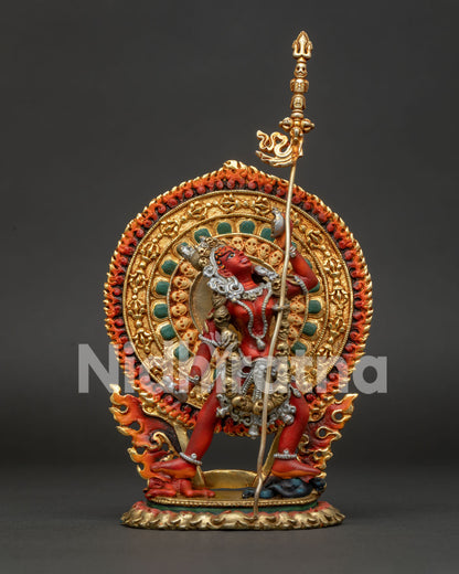 Vajrayogini statue, handcrafted by Newari artisans from Patan, Nepal with gold gilded finish.