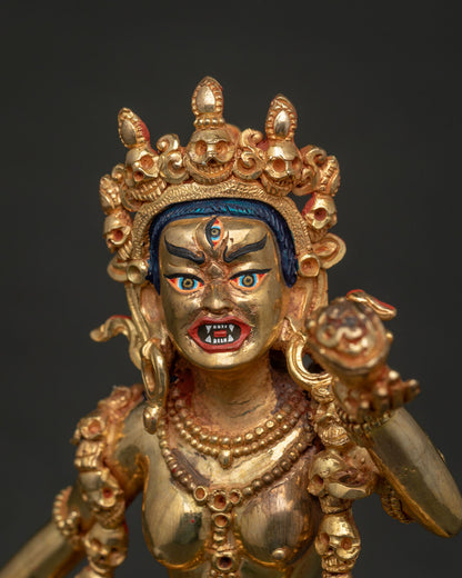 Vajrayogini Statue Holding Kartika Knife and Skull Cup Close Up.