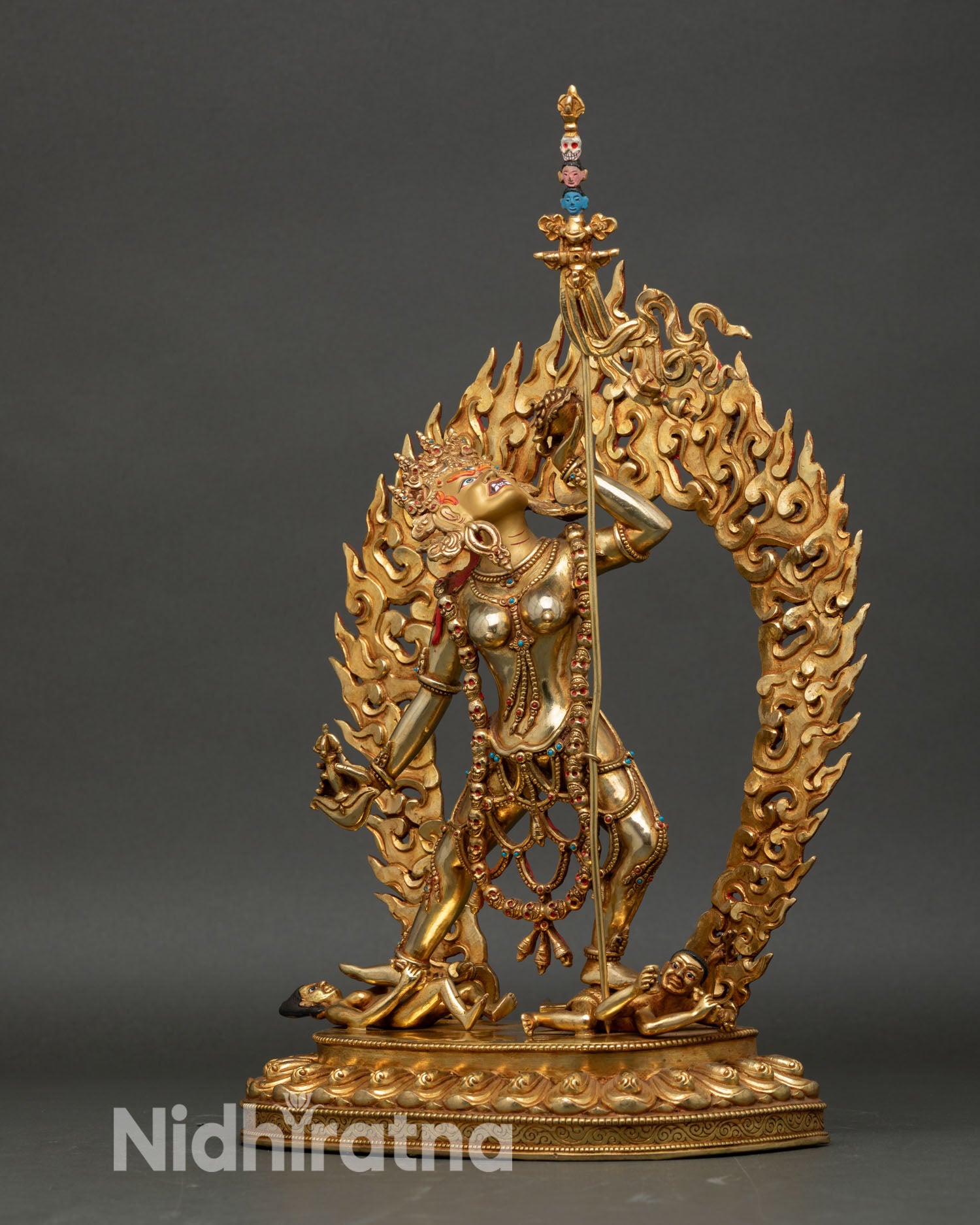 vajrayogini statue left side view tribhanga pose gold gilded nepal art