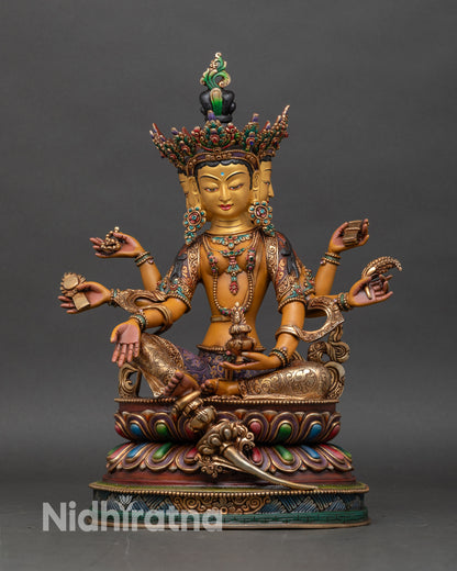 vasudhara-statue-front-view-gold-gilded-copper-himalayan-buddhist-goddess-of-wealth