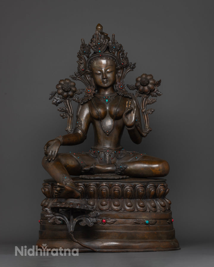 Oxidized Green Tara Sculpture for Spiritual Connection