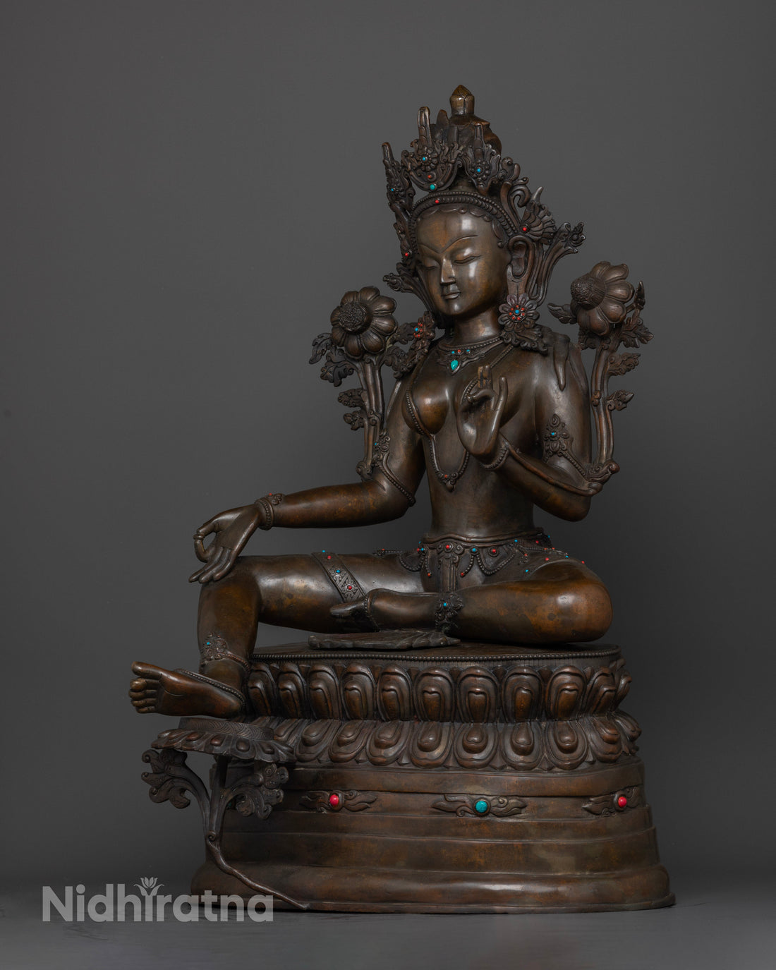 Oxidized Green Tara Sculpture for Spiritual Connection