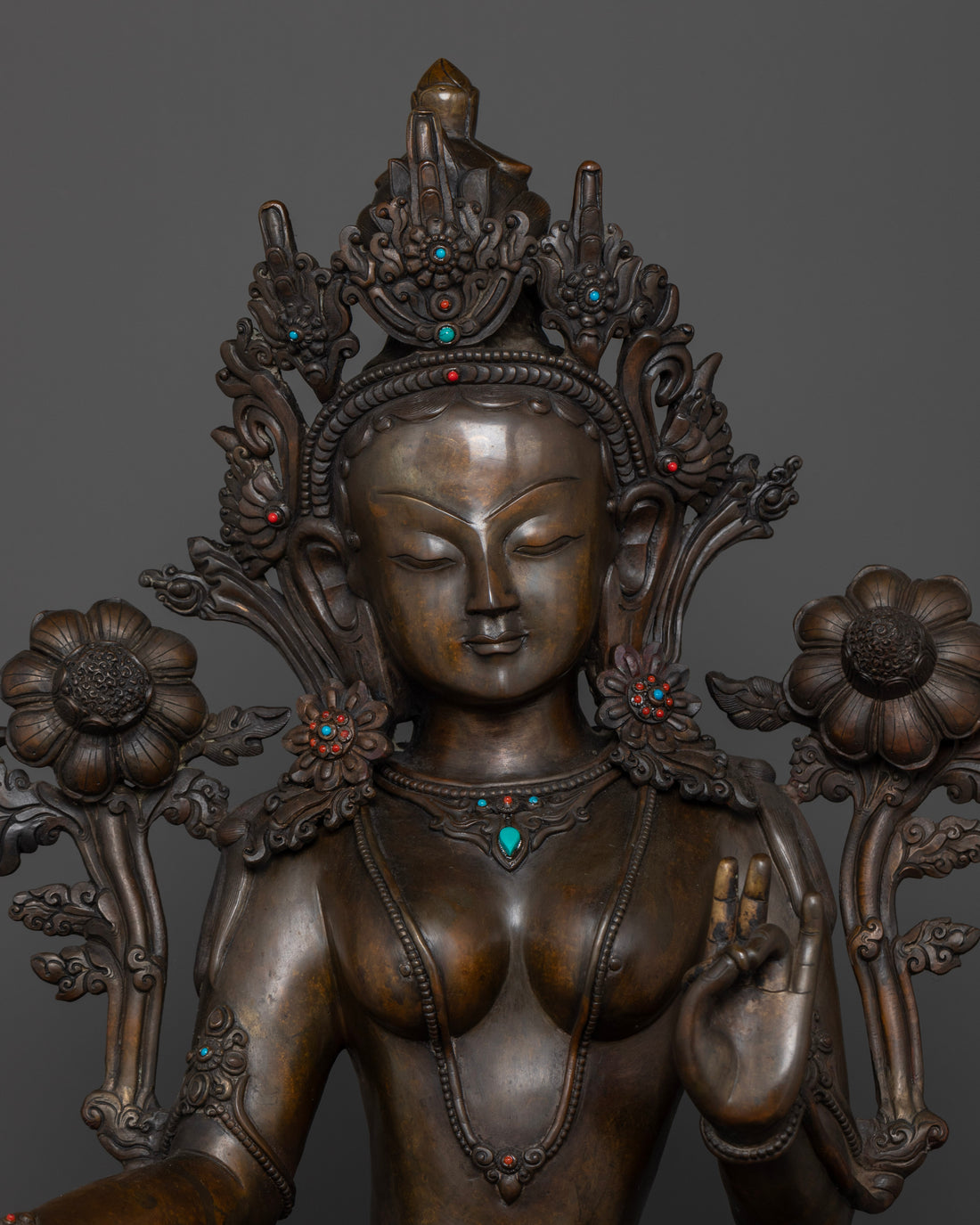 Oxidized Green Tara Sculpture for Spiritual Connection