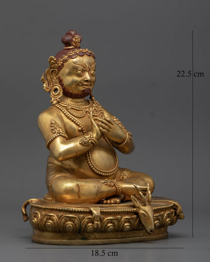 Virupa Mahasiddha seated on carved lotus throne with deer skin