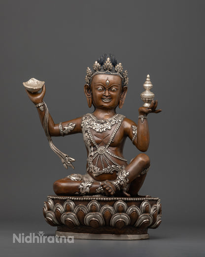 Virupaksha statue with oxidized copper and silver plated finish on lotus pedestal