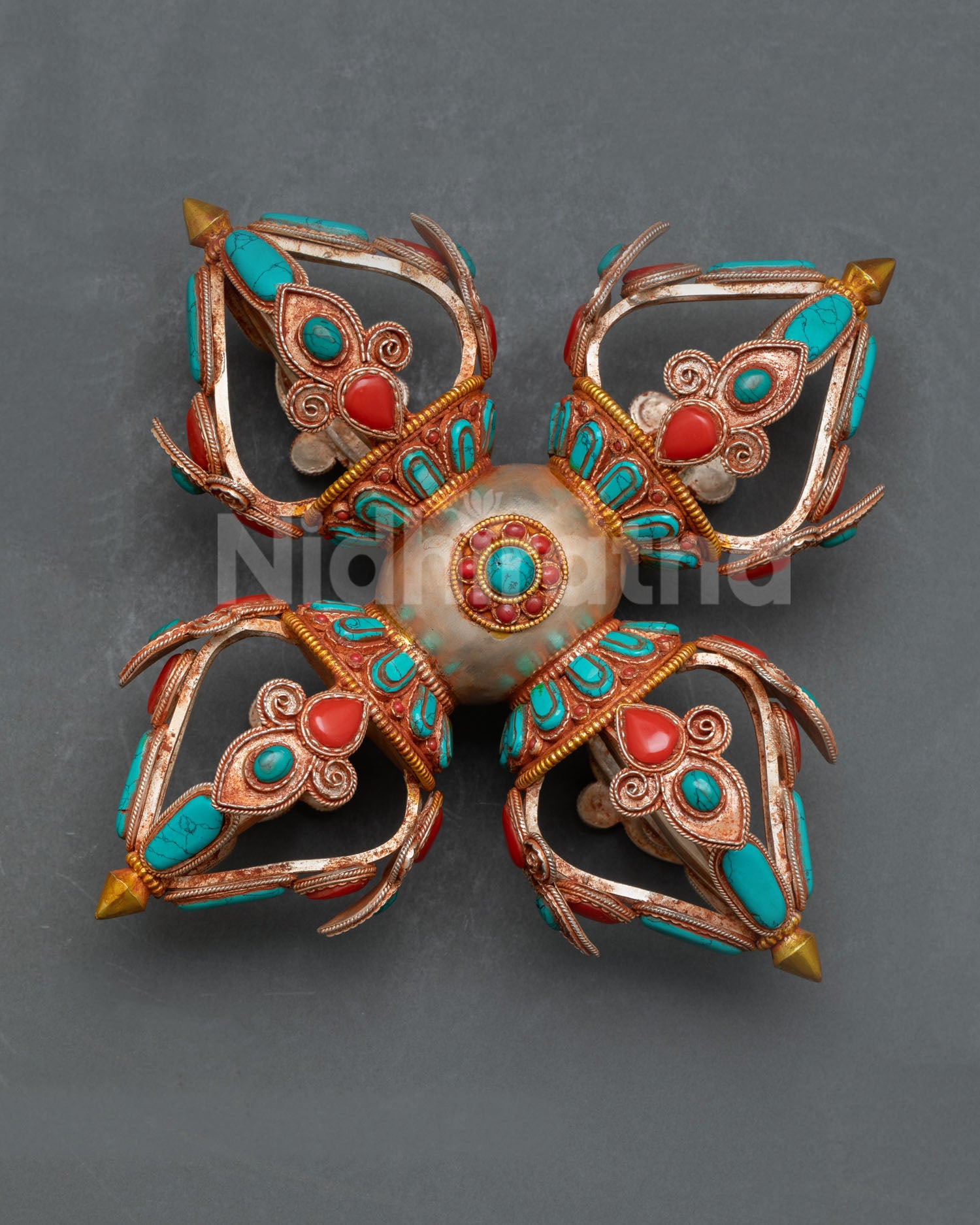 Vishva Vajra altar piece Tibetan Buddhist symbol of cosmic stability