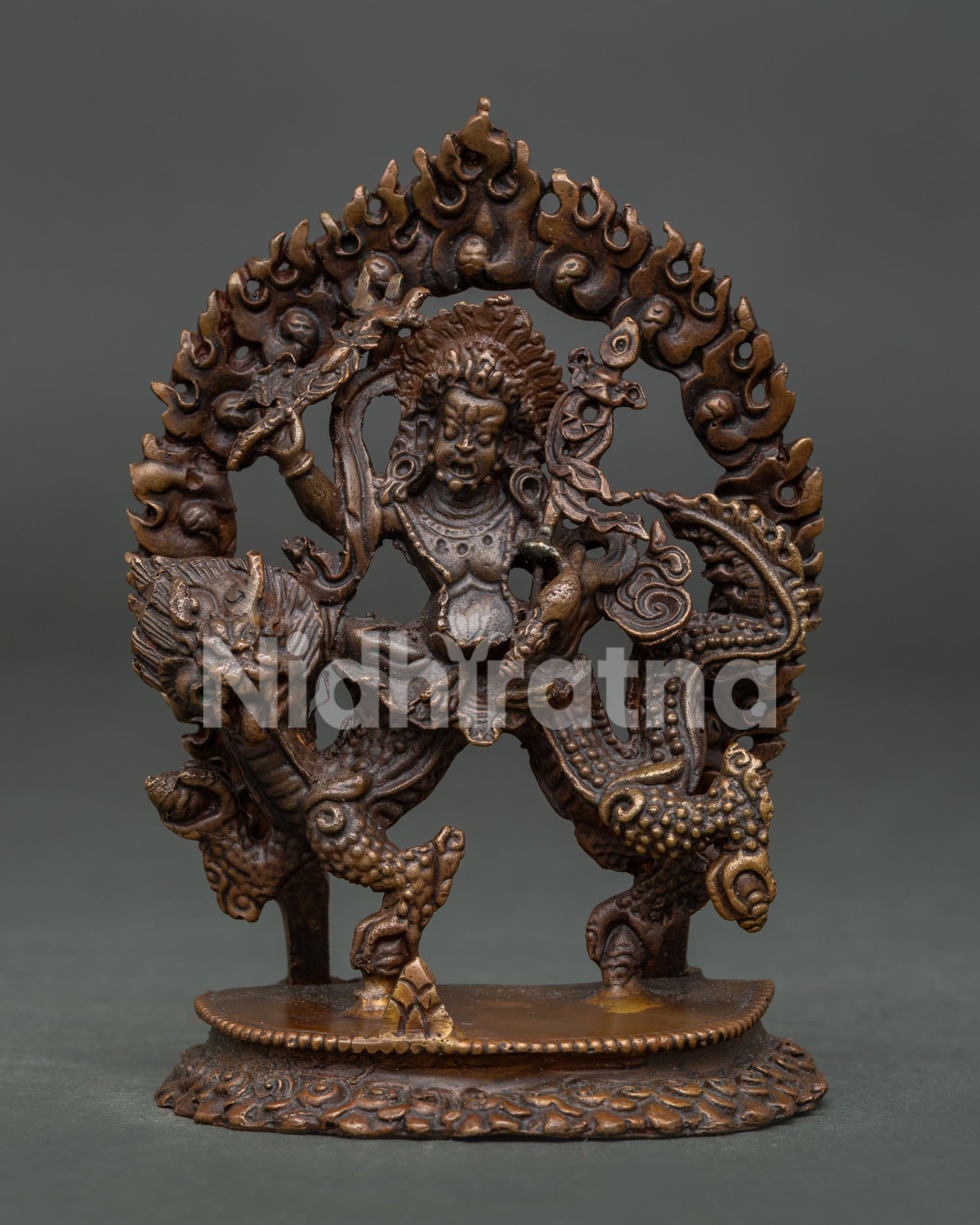 White Dzambhala statue handcrafted by Newari artisans in Patan Nepal.