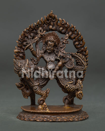 White Dzambhala statue handcrafted by Newari artisans in Patan Nepal.