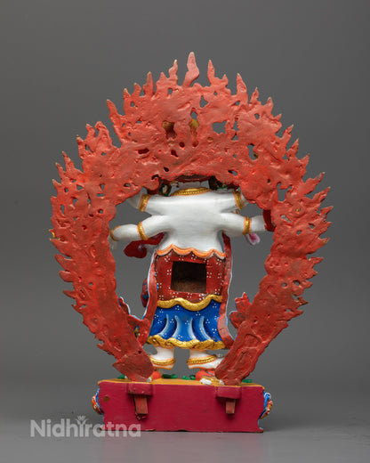 White Mahakala Statue handcrafted by Newari artisans in Patan Nepal.
