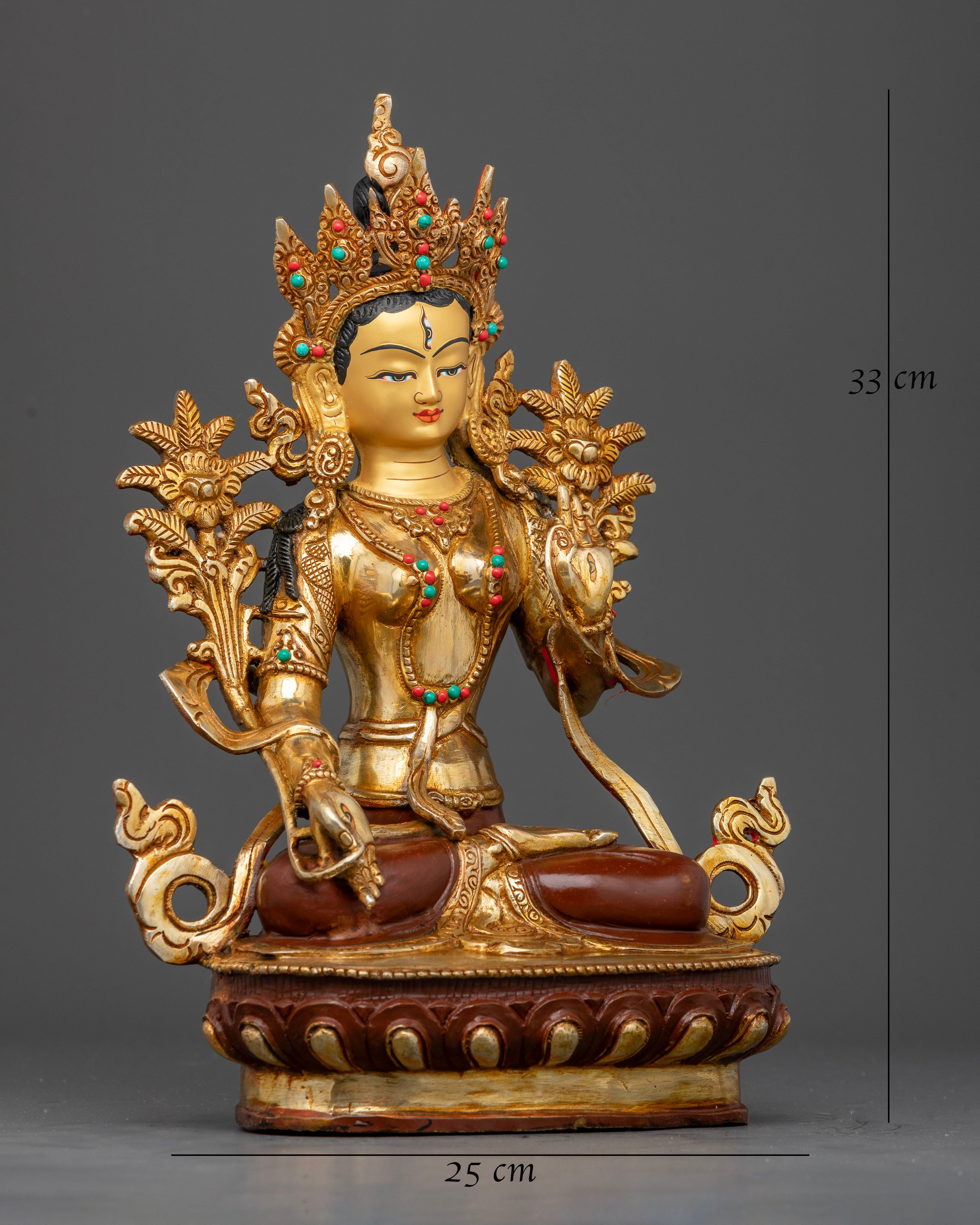 White Tara Buddhist Statue with seven compassionate eyes in meditative posture