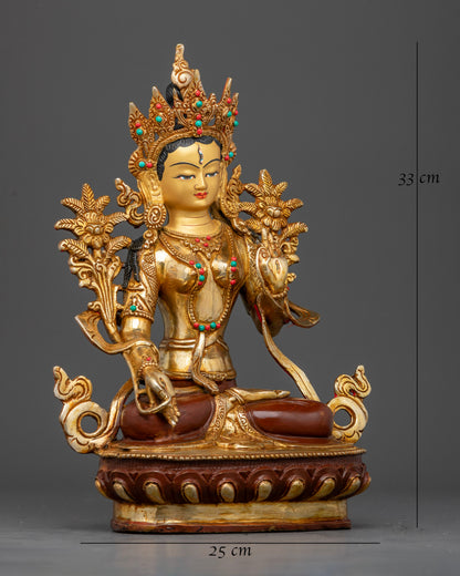 White Tara Buddhist Statue with seven compassionate eyes in meditative posture