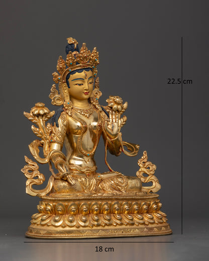 White Tara deity statue symbolizing compassion protection healing and longevity