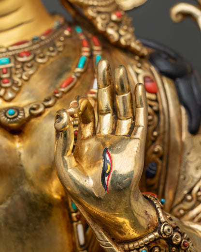 White Tara palm detail showing sacred eye of compassion and enlightened awareness