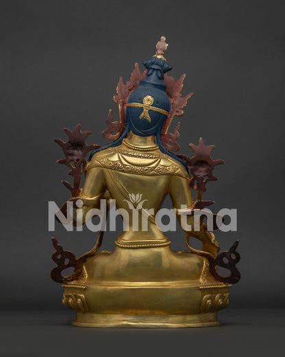 White Tara Statue back view handcrafted copper Buddhist statue