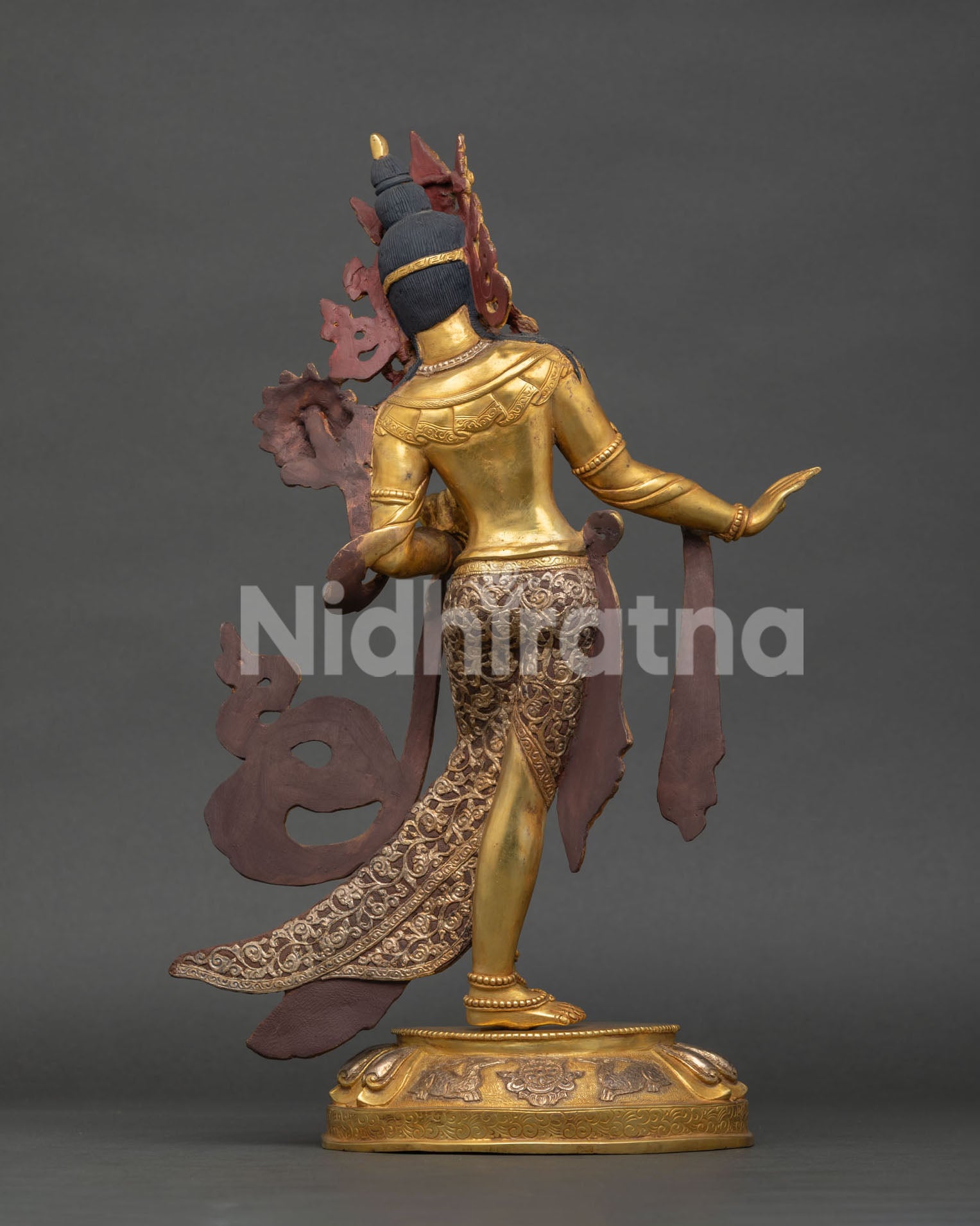 White Tara statue for Buddhist altar, standing copper sculpture symbolizing compassion and longevity