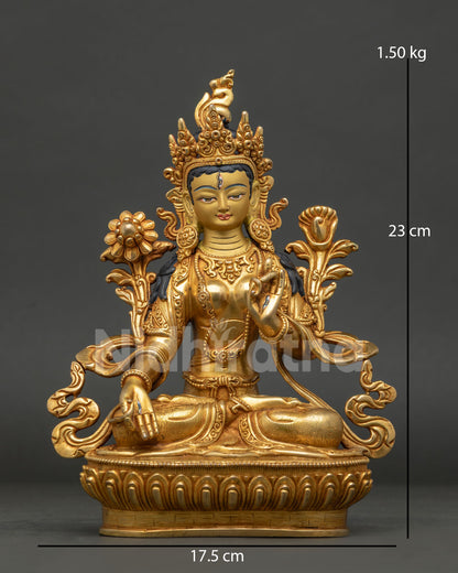 White Tara statue handcrafted by Newari artist from Patan Nepal.