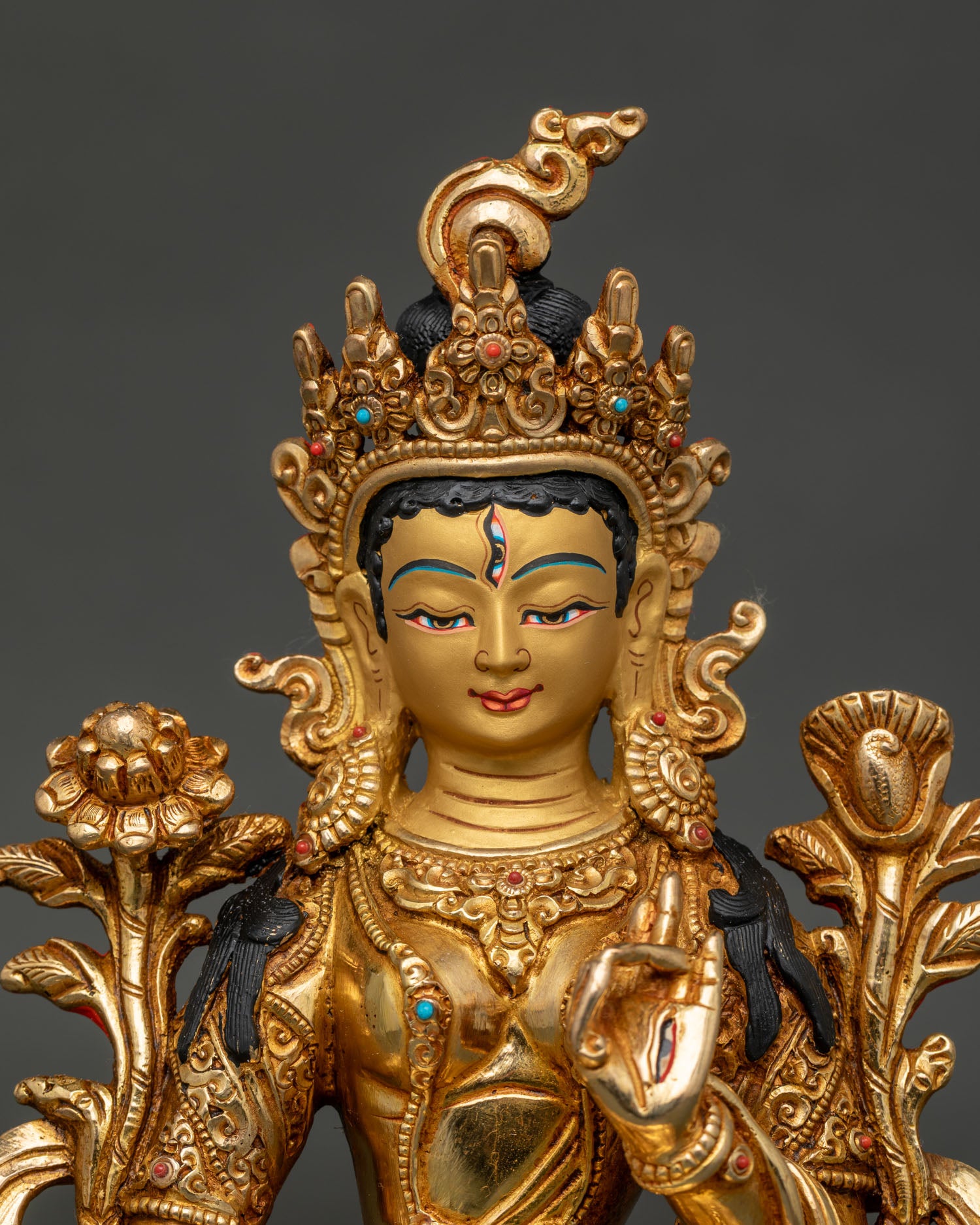 White Tara statue, handcrafted by Skilled Newari artisans in Patan, Nepal