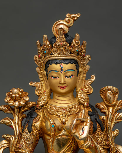 White Tara statue, handcrafted by Skilled Newari artisans in Patan, Nepal