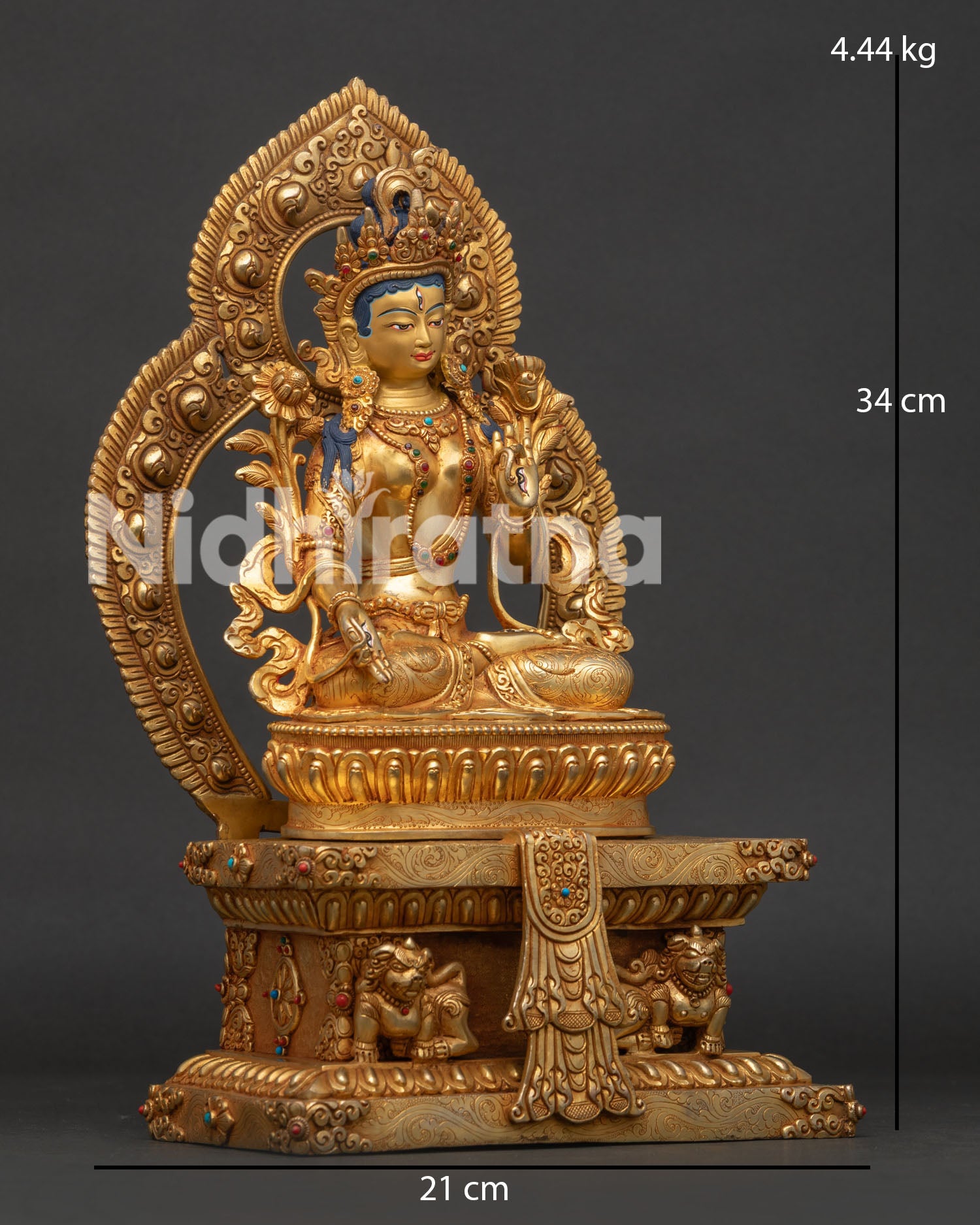 White Tara Statue in Royal Ease Posture with Seven All Seeing Eyes.