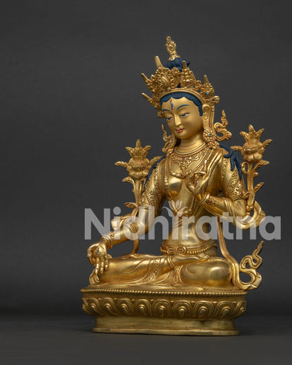 White Tara Statue left side view Nepalese Buddhist artwork