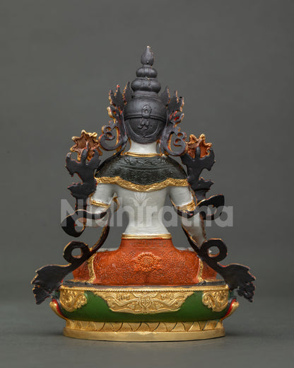 White Tara statue Newari handcrafted Buddhist altar decor.