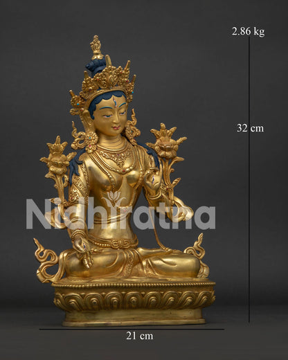 White Tara Statue right side view handcrafted Vajrayana sculpture