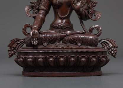 Precision-Crafted White Tara Statue | Oxidized Copper Elegance