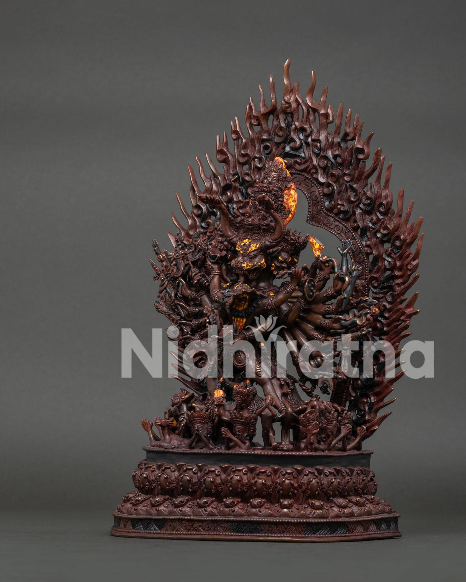 Yamantaka Statue crafted by Newari artisans with intricate Himalayan Buddhist details