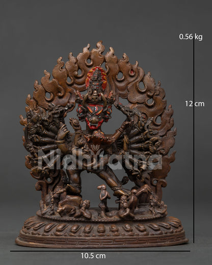 Yamantaka with consort statue handcrafted by Newari artist from Patan Nepal.