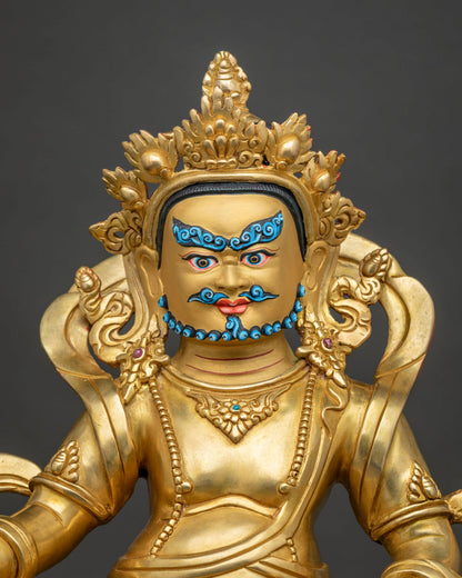 yellow dzambhala statue handmade jambhala 24k gold fire gilded copper regular close up