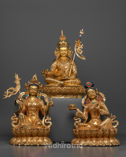 Guru Rinpoche with Yeshe Tsogyal and Mandarava Statue